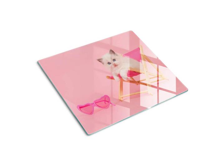 Tulup Glasplatte 60x52 cm Katzenliege, Pink, Glas, 60x52 cm, Küchenzubehör, Schneidebretter