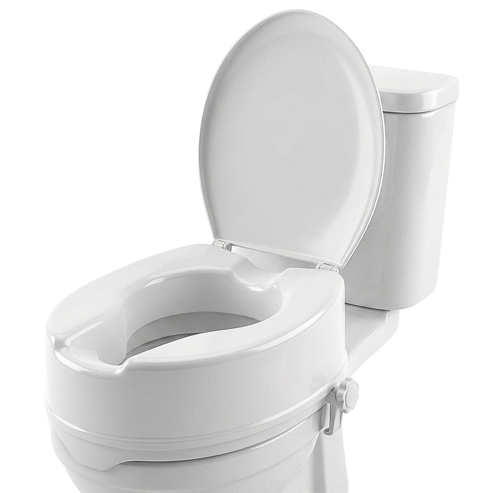 Mobiclinic Toiletzittingverhoger met deksel, Titanium, Wit, Hoogte: 10 cm