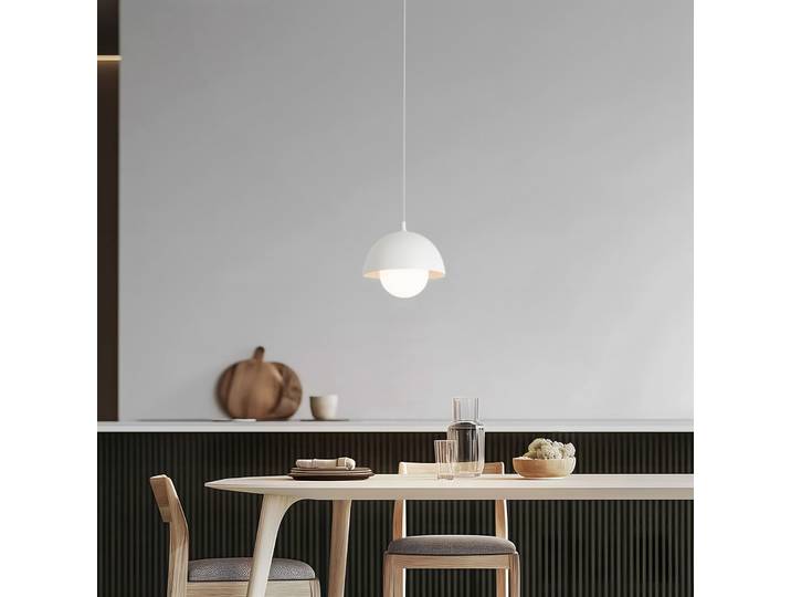 Hide Pendelleuchte, Ø17 cm, weiß, Alu/Opalglas, G9 - NOLA - Wohnzimmer - Skandinavisch - Aluminium - Einflammig