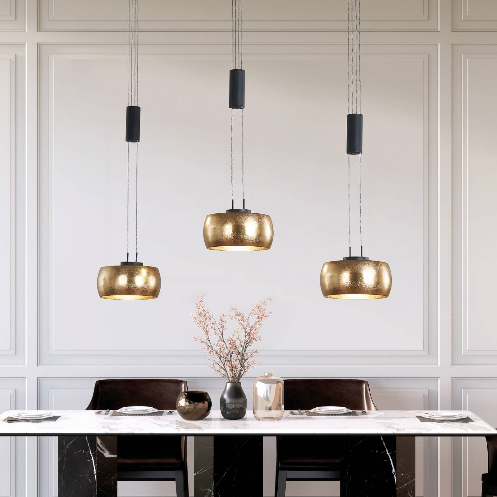 FISCHER & HONSEL Pendant Light Colette, dimmable, Brass / gold, Living / Dining Room, metal, Modern, Ceiling Light