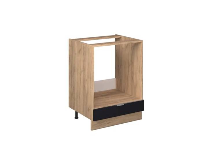 Vicco Herdumbauschrank Fame-Line, Schwarz gestreift, 60 cm MDF-Front · Ohne Arbeitsplatte · Höhenverst. Füße · Metallgriffe · Einfache Integration