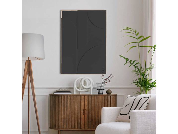 Wandbild Relief Saturn MDF Rahmen, foliert, mit Pflaster Schwarz/Schwarz 70 x 100 x 3cm