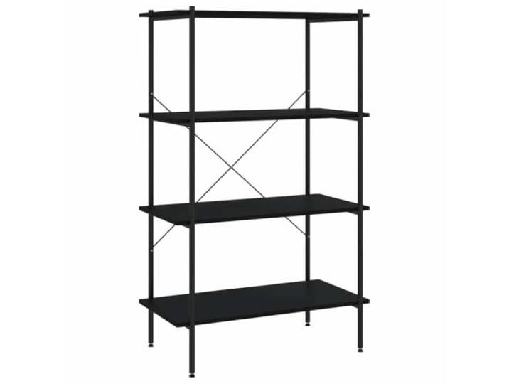 KGHERMDF Regal mit 4 Böden Schwarz 80x40x130 cm Stahlkonstruktion, Holzwerkstoff, für Büro und Wohnzimmer, Akten und Bücher