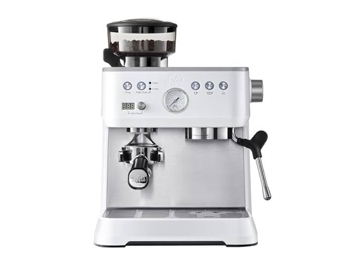 Solis Grind & Infuse Perfetta 1019 Siebträgermaschine, Edelstahl Kaffeemaschine mit Mahlwerk, Integrierte Zero Static Kaffeemühle, Espressomaschine mit Dampf- und Heißwasserfunktion