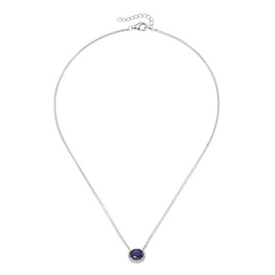 Collier SMART JEWEL "mit Zirkonia und blauem Kristallstein, Silber 925", blau, Halsketten, Damen, 45cm, Silber 925 (Sterlingsilber), Collier
