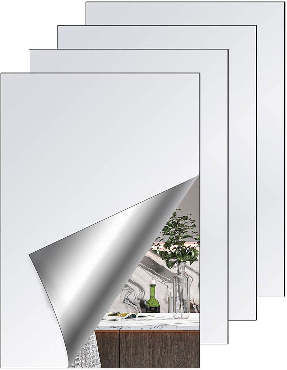Allecto Wandspiegel Decoratieve Muurstickers Zelfklevend - 4 stuks - 30 x 20 cm