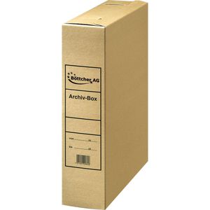 Böttcher-AG Archivbox A4, 80mm Füllhöhe, braun, für Akten, 10 Stück
