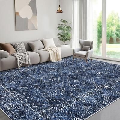 Garvee Vintage Distressed Diamond Geometric Area Rug