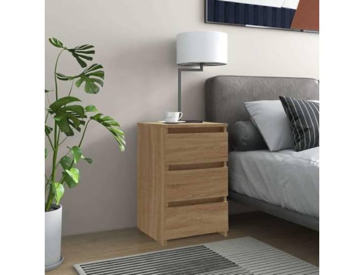 HEFZGDB Nachttisch Sonoma-Eiche 40x35x62,5 cm Holzwerkstoff mit DREI Schubladen für Stauraum, stabile Konstruktion und langlebig, pflegeleicht mit feuchtem Tuch reinigbar, formschön