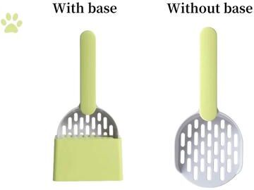 Inspire Select Self Cleaning Cat Litter Scoop With Base Durable Plastic Litter Shovel For Easy Kitten Toilet Cleaning gray Green without Base