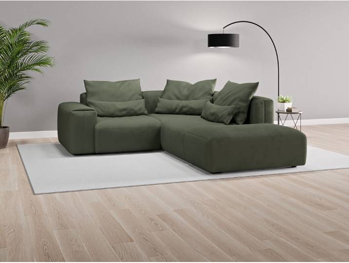 Ecksofa Denver Nr. 3 rechts - Grün (Waldgrün) - Vintage Velours