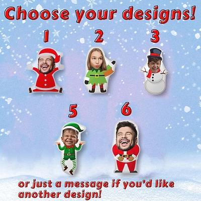 personalisierte, individuelle Weihnachtsgesichtskissen mit Weihnachtsmann-, Elfen- und Schneemann-Designs, lustige Weihnachtsdekoration, einzigartige Geschenkidee für Familien, Kinder, Freunde,