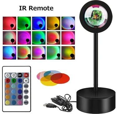 Uplifted Finds RGB Sunset Projector Lamp 360 Degree Rotating Mood Light With Remote remote Multicolor