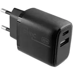 5x Dinic USB C+A Ladeadapter 20W sw (20 W, 2 Ports), USB Ladegerät, Schwarz