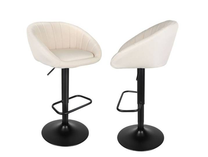 Lot de 2 Tabourets de Bar-Beige-Tabourets de Bar modernes-Tabouret de Bar réglable en cuir PU -XJING