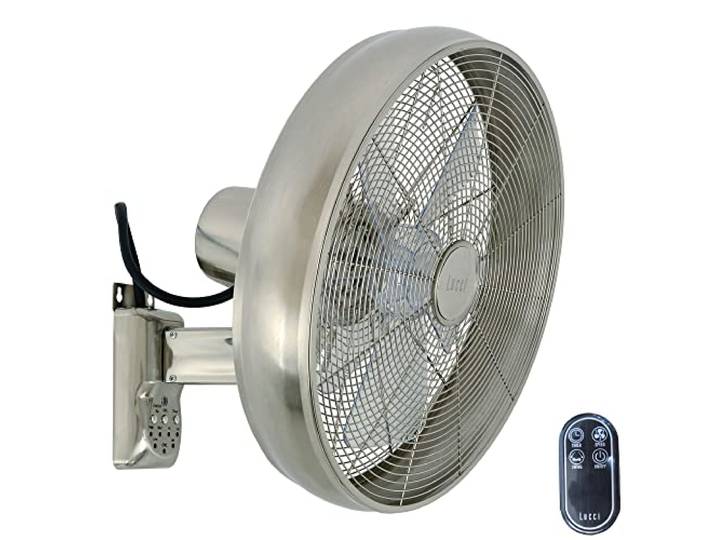 LUCCI AIR Ventilateur mural Breeze avec télécommande\, ventilateur mural pivotant automatique\, Ø 46 cm\, acier