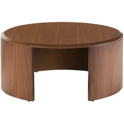 Runder Design-Couchtisch aus dunklem Walnussholz D80 cm ZAHRA