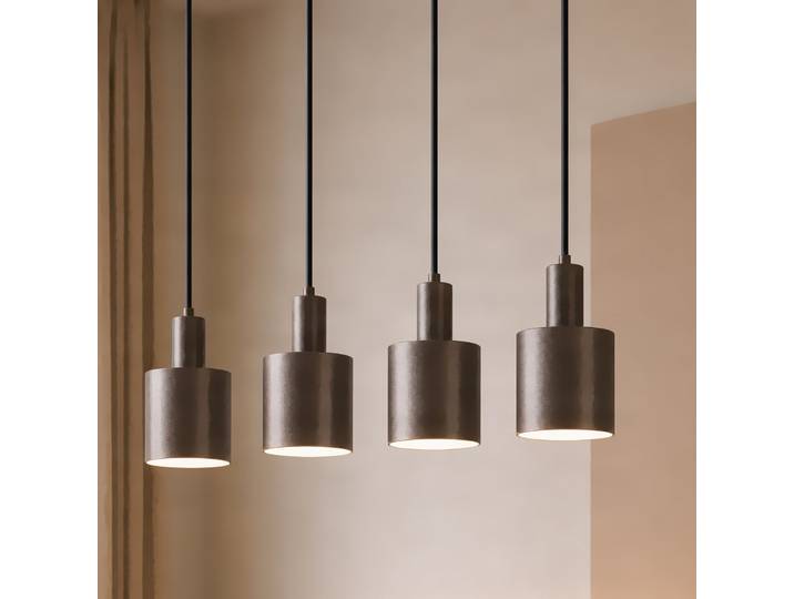 Suspension Ovelia, à 4 lampes, marron, métal, E27 - Lindby - Cuisine - Moderne - Multi-ampoules