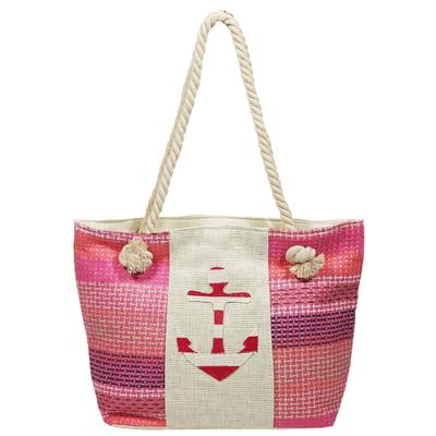 Strandtasche CHAM CHAM "Strandtasche aus Bastfaser, maritim", Damen, beige, Bast, Taschen Strandtasche