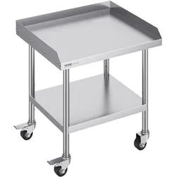 VEVOR Arbeitstisch aus Edelstahl, 610 x 711 x 762 mm Arbeitstisch zur Lebensmittelzubereitung mit 4 Rädern, Lenkrollen, 3-seitiger Spritzschutzwand, Arbeitstisch, Metall-Arbeitstisch für Restaurants