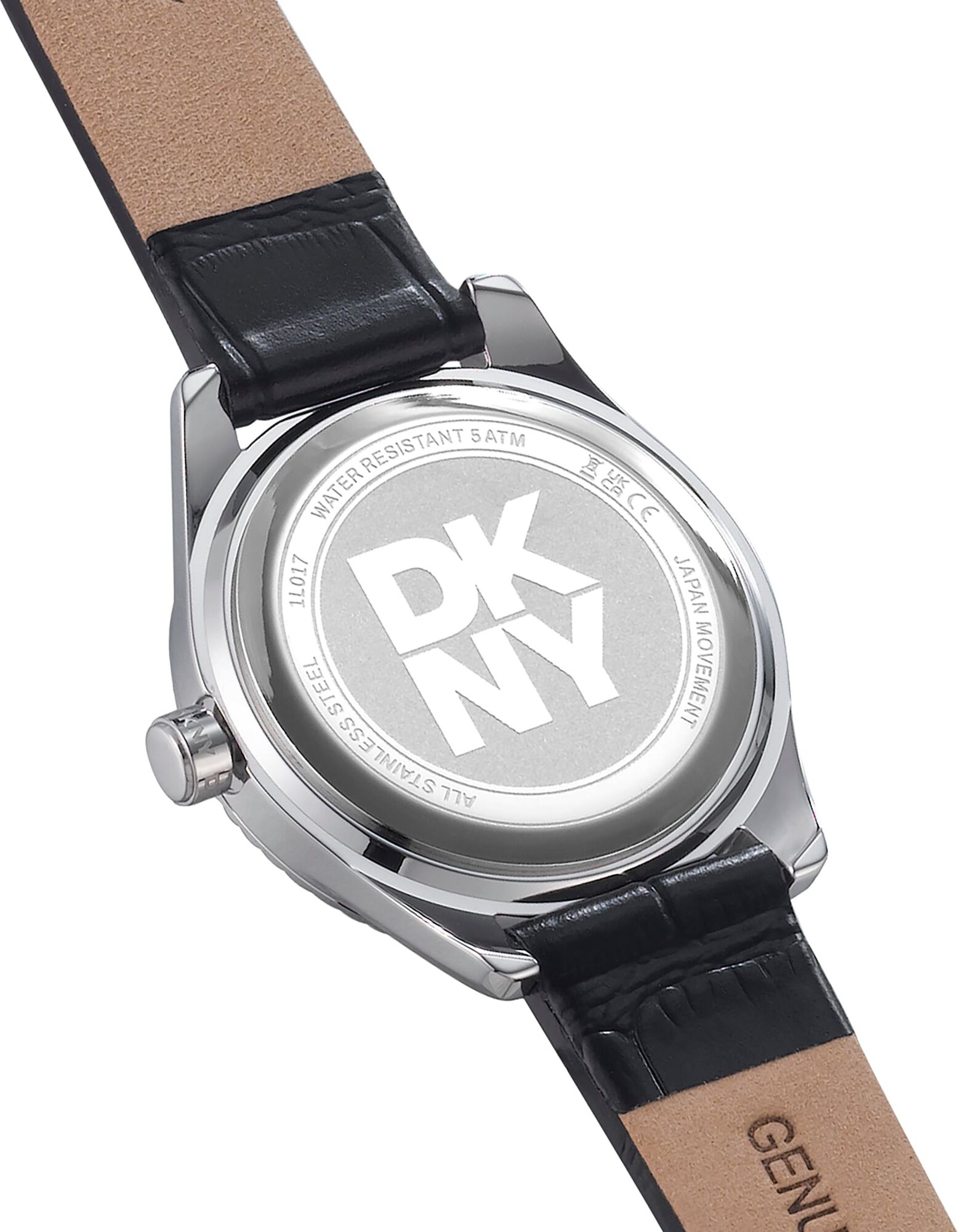Quarzuhr DKNY "Chambers Glitz", schwarz, silberfarben, Armbanduhren, Damen, silberfarben, Quarzuhr, Armbanduhr, Damenuhr, Lederarmband, analog