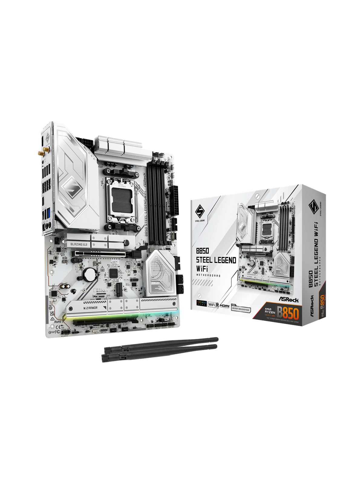 ASRock B850 Steel Legend WiFi Mainboard - AMD B850 - AMD AM5 - DDR5 RAM - ATX