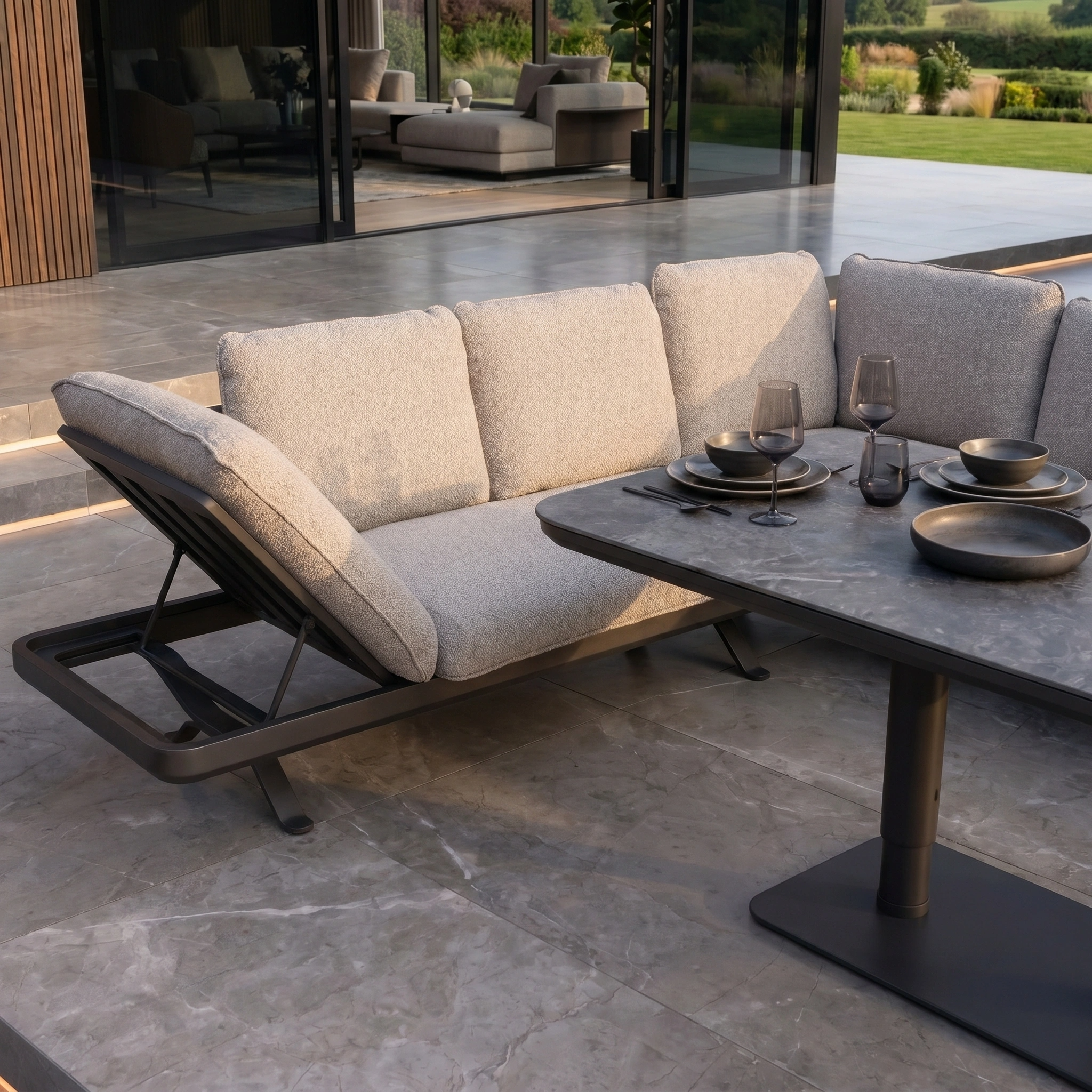 Harbour Lifestyle Como Corner Sofa Set with Altura Rising Table in Truffle