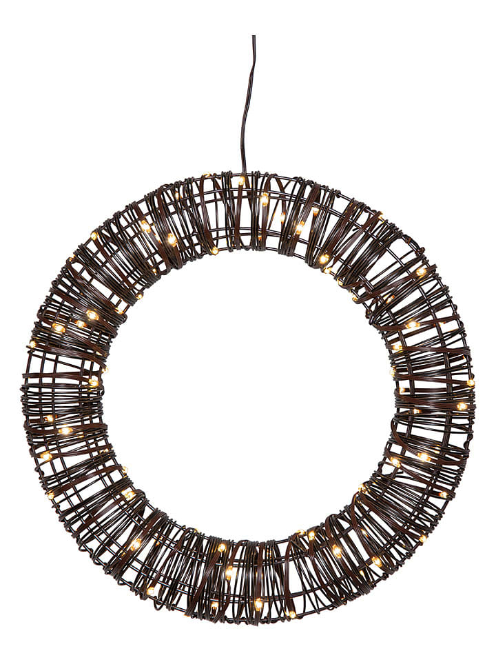 STAR Trading LED-Dekoleuchte ''Vicke Wreath'' in Braun - Ø 40 cm - onesize