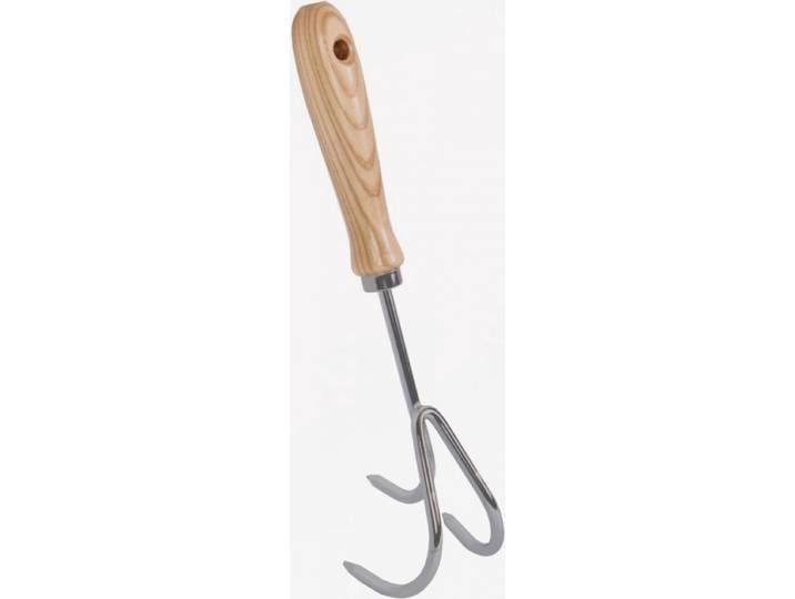 Synx Tools - Handkrabber met houten handvat en 3 tanden 30cm - Tuinkrabber moestuin Tuingereedschap