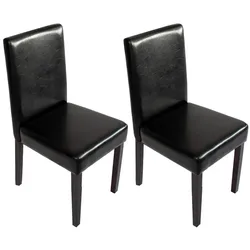Chefgastro 2er-Set Esszimmerstuhl Stuhl Küchenstuhl klassisch und zeitlos  | HxBxT 90x43x56cm | Sitzhöhe 45cm |  Kunstleder  |  dunkle Beine |  Schwarz