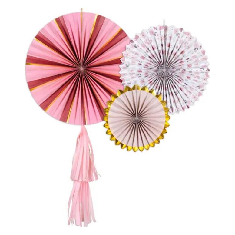 Partydeco Decorative Rosettes Flowers, mix, 26-43 cm (1 pkt / 3 pc.) (3 Stk.) (RPK26)