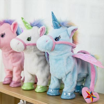 Playful Picks Magic Walking & Singing Unicorn Plush, Fluffy & Adorable, Battery Powered Fun Pink