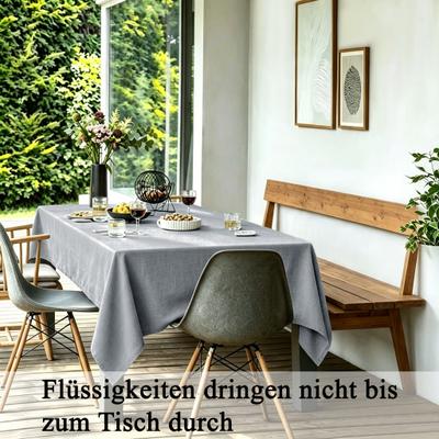Tischdecke OTTO HOME "Ozzie 1 Stück, Leinenoptik, in eckig und rund", grau (dunkelgrau), B:200cm L:135cm, Polyester, Tischdecken, Tischdecke, Formstabil & pflegeleicht, eckig oder rund, Dekoration