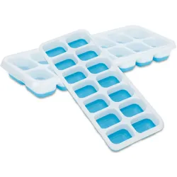 Intirilife Eiswürfelformen in BLAU - 4er Set à 14 Fächer Eiswürfel Silikonformen mit Deckel - 25.5 x 9.9 x 2.9 cm