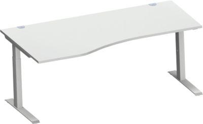 Schäfer Shop Genius Freiformschreibtisch MODENA FLEX, C-Fuß-Rechteckrohr, B 1800 mm, Ansatz links, lichtgrau/weißalu