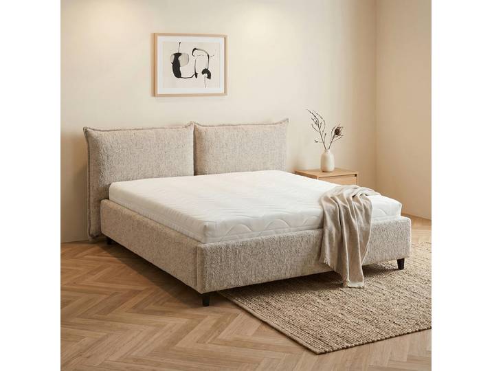 Livetastic Polsterbett, Natur, Holz, 180x200 cm, Bettkasten, gepolstertes Kopfteil, Stoffauswahl, in verschiedenen Größen erhältlich, Schlafzimmer, Betten, Polsterbetten