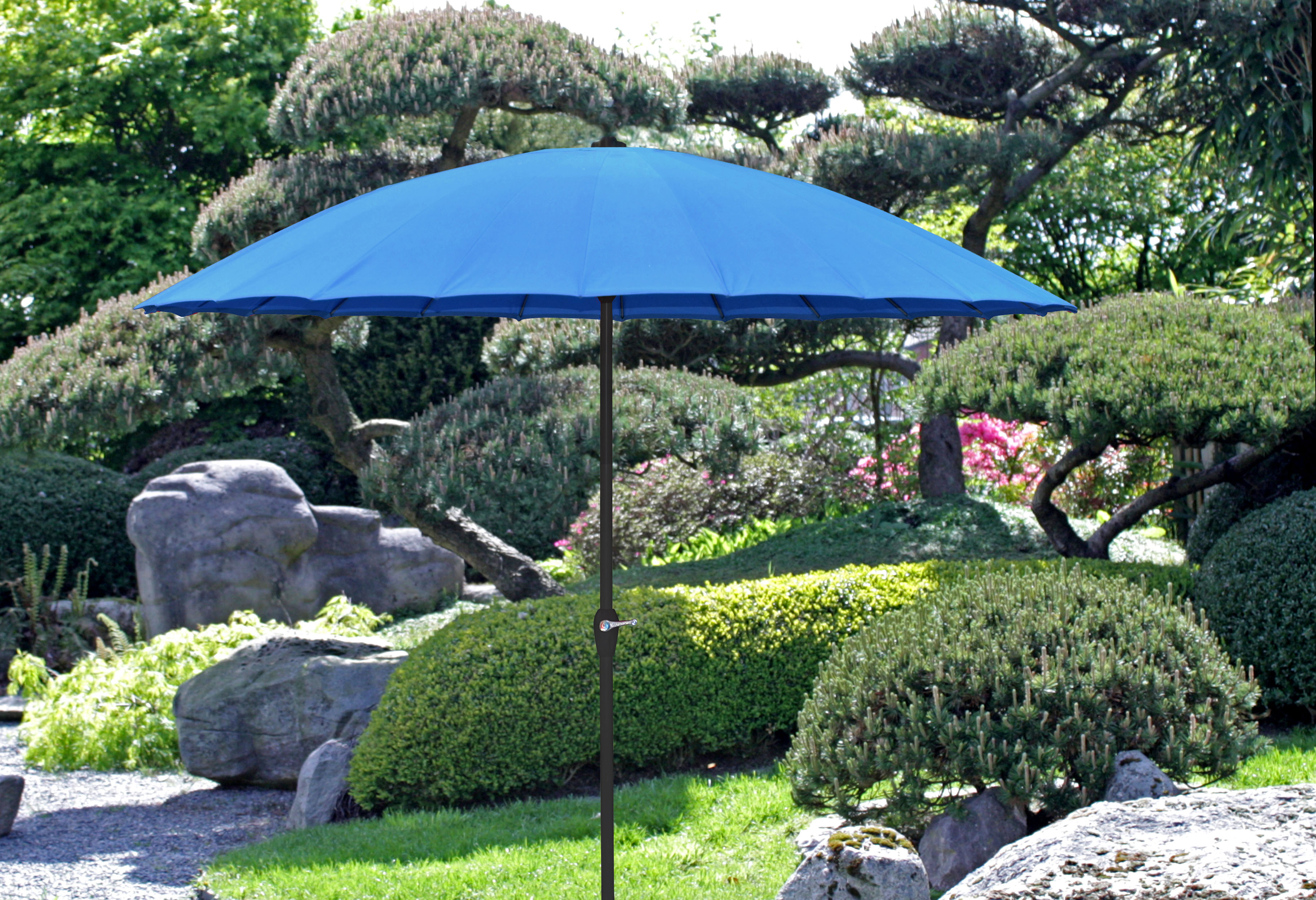 Sonnenschirm GARDEN PLEASURE, blau, Bezug: 100% Polyester, Standschirme, Sonnenschirm, mit 24 Streben, blau