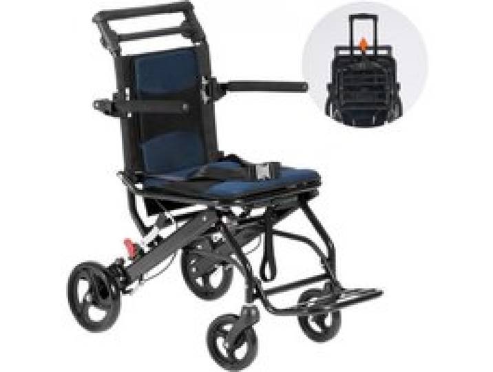 VEVOR Rollstuhl, ultraleichter Transportstuhl aus Aluminiumlegierung für Erwachsene, faltbarer Rollstuhl mit umklappbaren Armlehnen in Schreibtischlänge, selbstsperrende Bremse, 15,75 Zoll breiter Sitz, 220 Pfund Gewichtskapazität