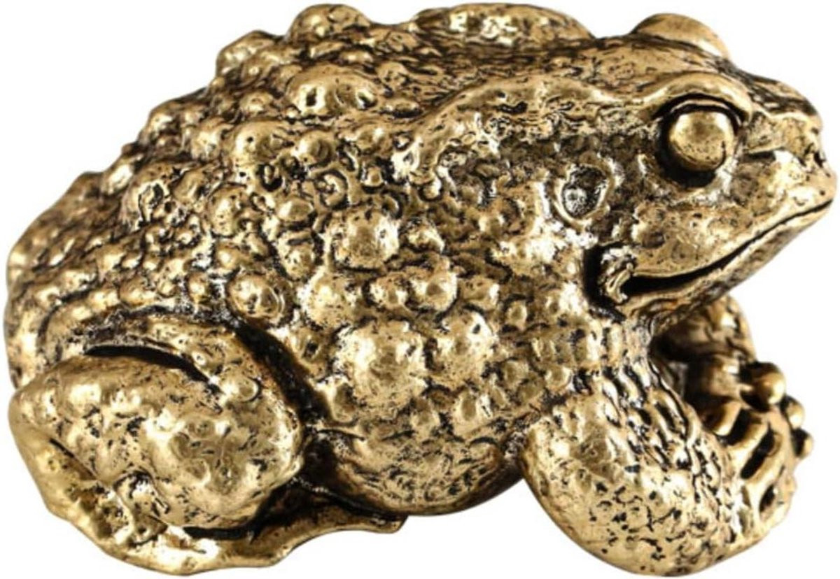 Handgemaakt bronzen kikker beeldje van messing voor huisdecoratie - 50 x 37 mm