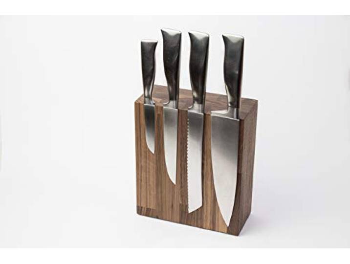 Schubica Messerblock BLOQ 701 unbestückt Magnetblock Holz für 8 Messer Nussbaum Messerleiste Magnetleiste 21x18x8 cm