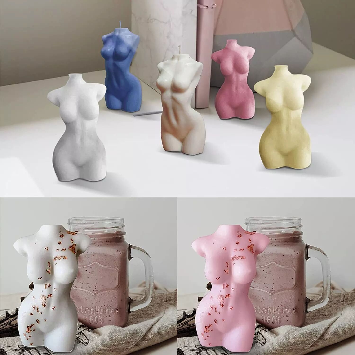 INF Moule à bougie en silicone DIY - Moule en silicone corps féminin 11 cm