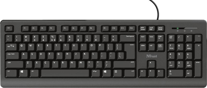 Trust Primo Membraan toetsenbord, USB, QWERTY, Zwart