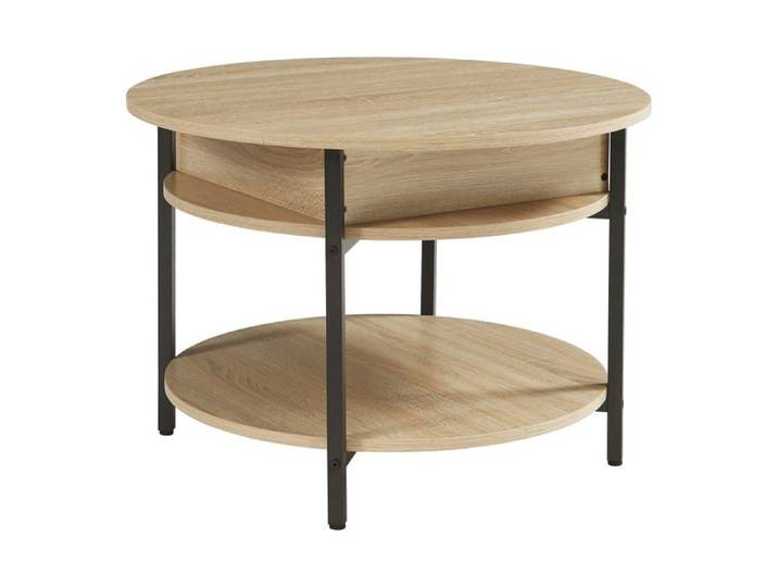 Table basse - HELLOSHOP26 - 03_0010798 - Plateau relevable - Effet chêne - Structure acier noir