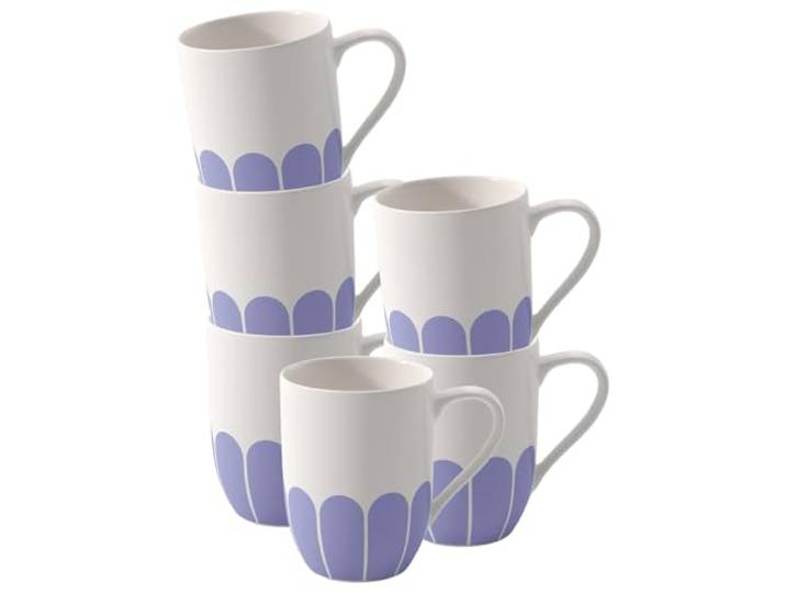Villeroy & Boch - Fleur Bleu Henkelbecher 6er Set, Becher für Kaffee & Heißgetränke, Tasse mit Griff, Kaffeebecher, Kaffeetasse, Spülmaschinenfest & Mikrowellensicher, Premium Porzellan, Blau