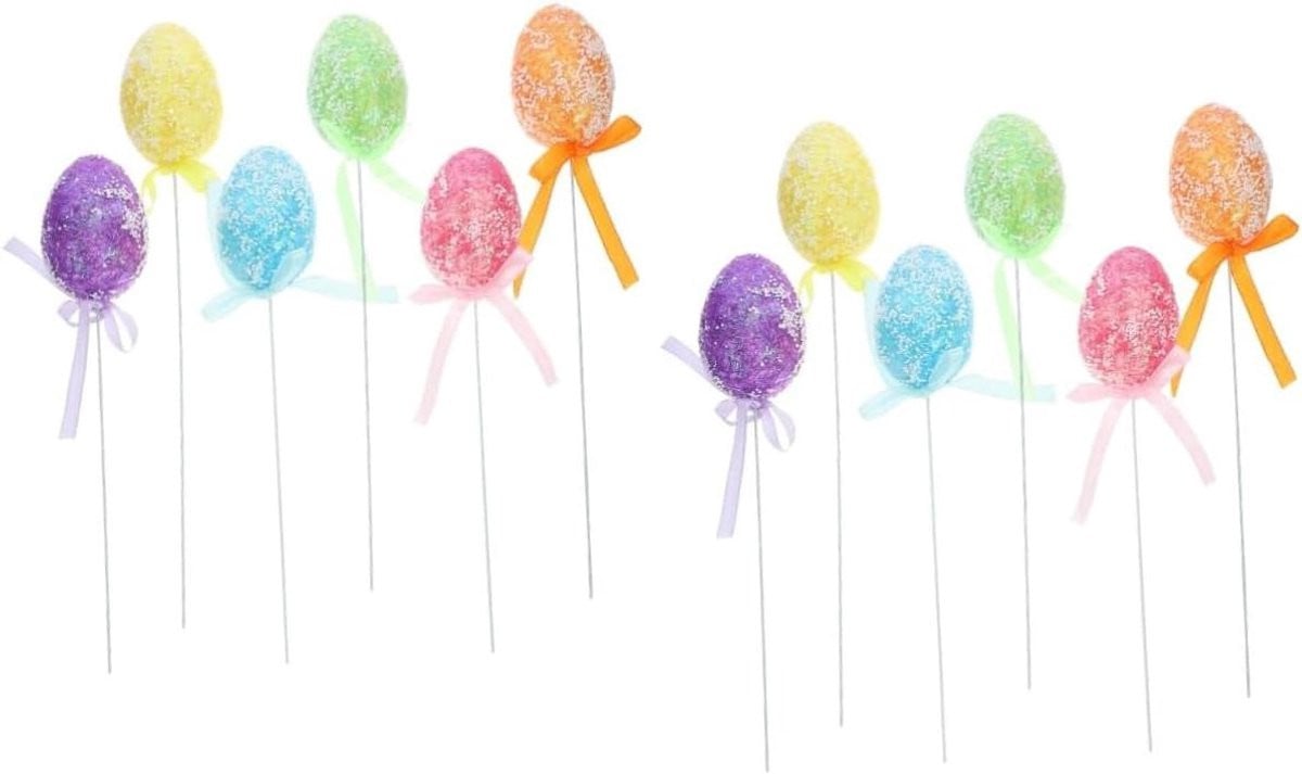 Kisangel 2 sets kunstmatige paaseieren voor huisdecoratie en paasknutsels, 12 stuks