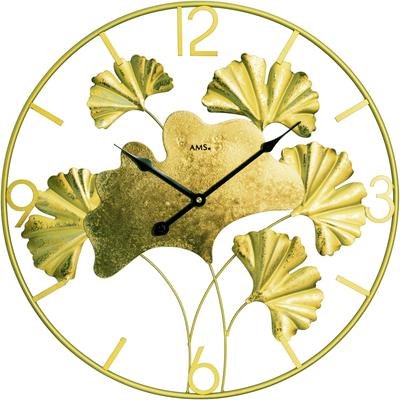 Wanduhr AMS, gold (goldfarben), Wanduhren, Ø 50cm, Wanduhr, Quarzuhr, Metall, Wohnzimmer, Esszimmer, Küche, Arbeitszimmer, Büro