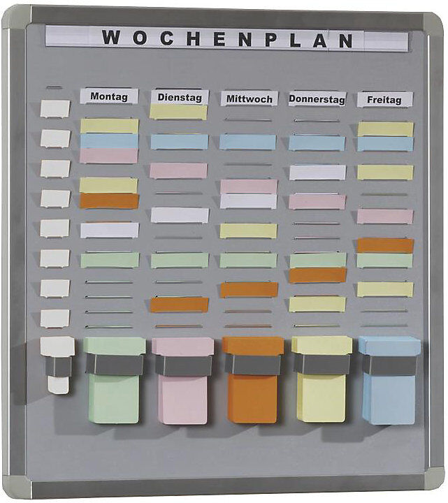T-Card Systemtafel, Hartschaum-Trägerplatte, grau, BxH 656 x 458 mm, mit 35 Fächern und 5 Reihen EICHNER