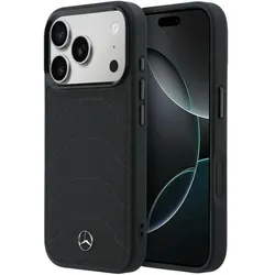 Mercedes Case Leather Mesh with Bow Line MagSafe for iPhone 17 Pro Max black (Apple iPhone 17 Pro Max), Smartphone Hülle, Schwarz