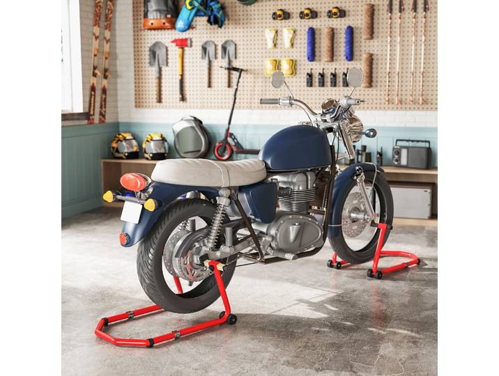 HOMCOM Support Moto Avant/Arrière 390kg avec Adaptateurs U/L