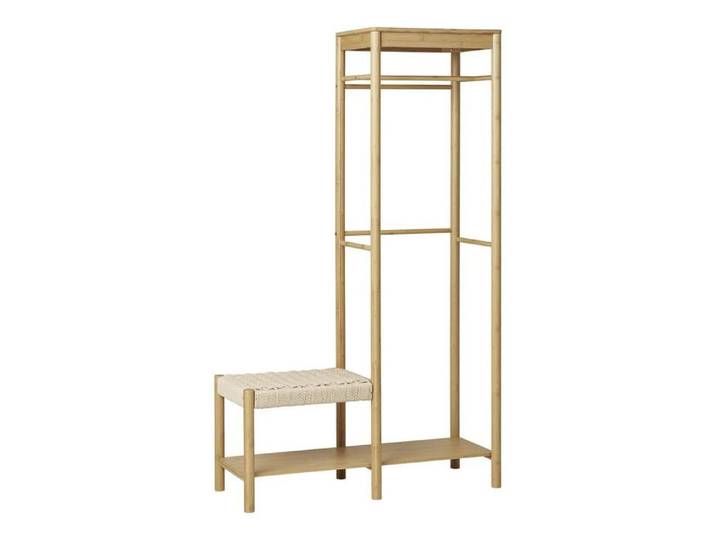 Meuble d'entrée Penderie avec Etagères à chaussure et assise en Bambou - WICKER
